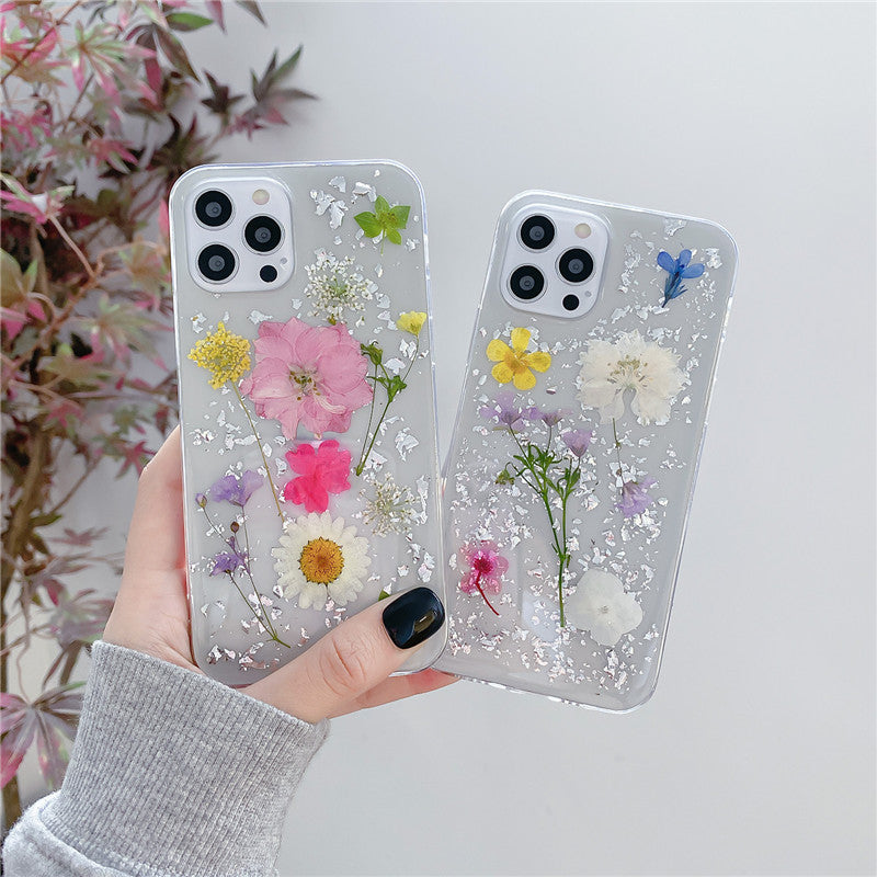 Silver Foil Flowers iPhone Case