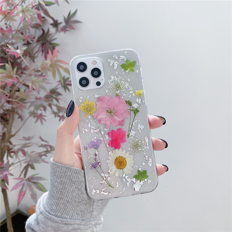 Silver Foil Flowers iPhone Case