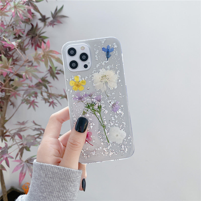 Silver Foil Flowers iPhone Case